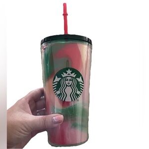 Starbucks holiday tumbler cup with straw 16 oz cup on the go plastic